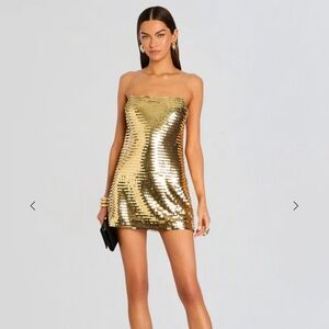 Retrofete Shimmering Gold Mini Dress
